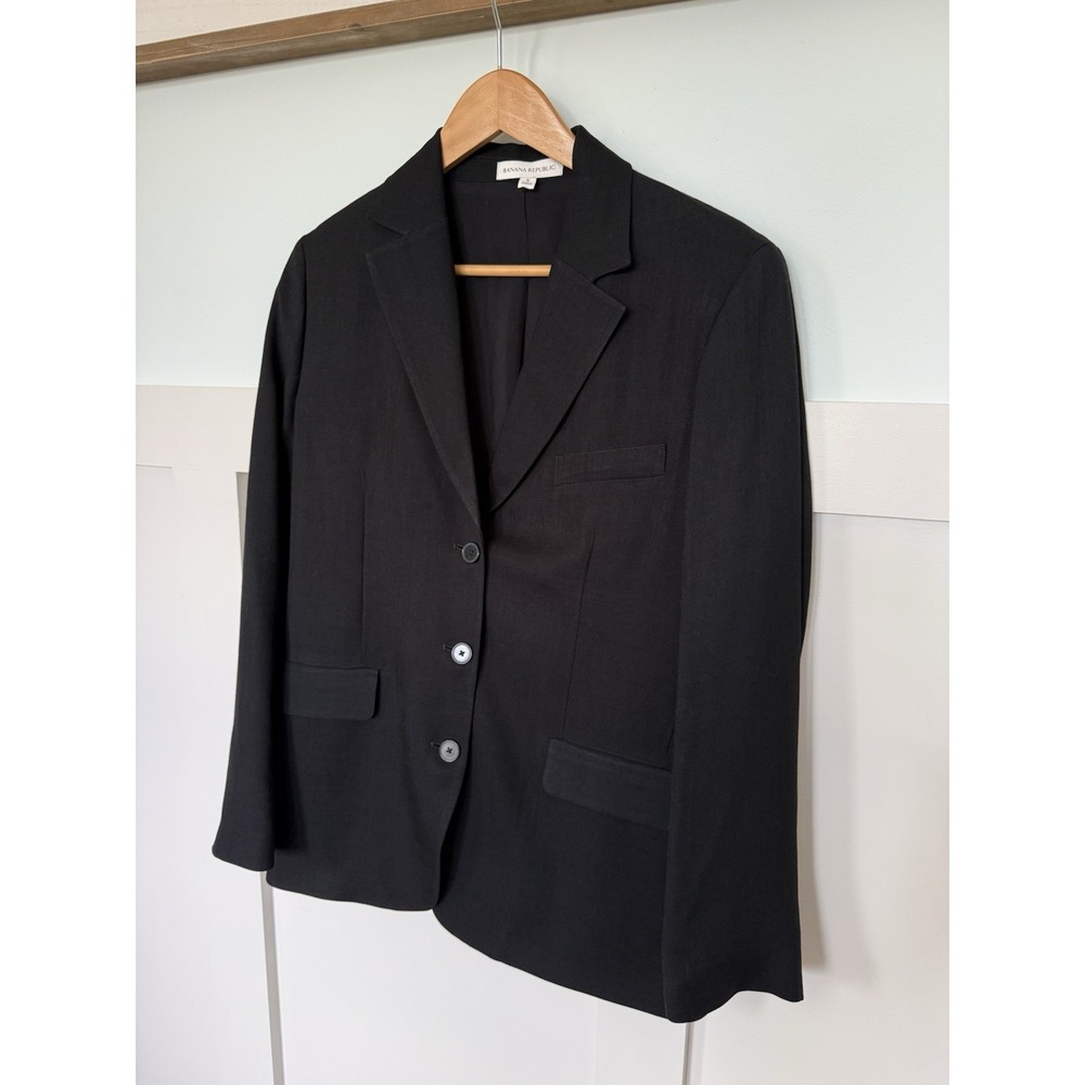 Banana Republic Blazer Jacket Women's SM Black Acetate Career Casual Minimalist - Picture 2 of 7